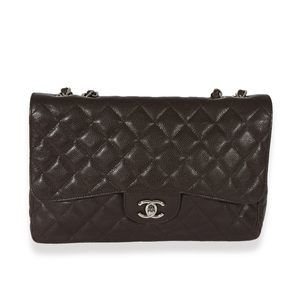 Chanel Brown Quilted Caviar Jumbo Single Flap Bag